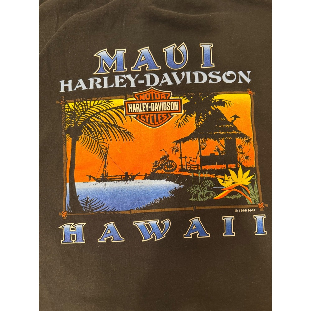 Vintage 1999 Harley Davidson Maui Hawaii T Shirt Black Mens Large Made in USA - Picture 7 of 9